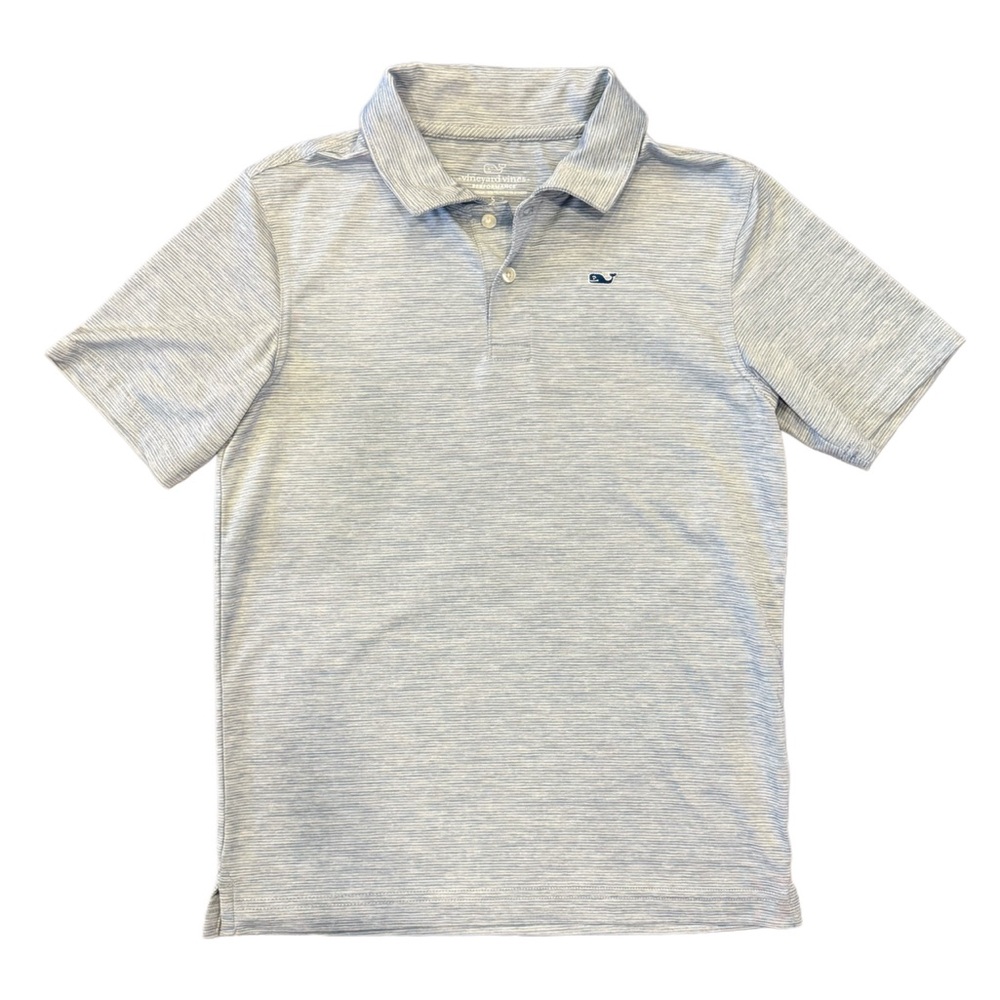 Vineyard Vines Blue/Gray Striped Polo Shirt Size Youth Small (8-10)